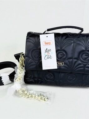 lug Wicked Black Quilted Top-Handle Shoulder Bag with Chain Strap